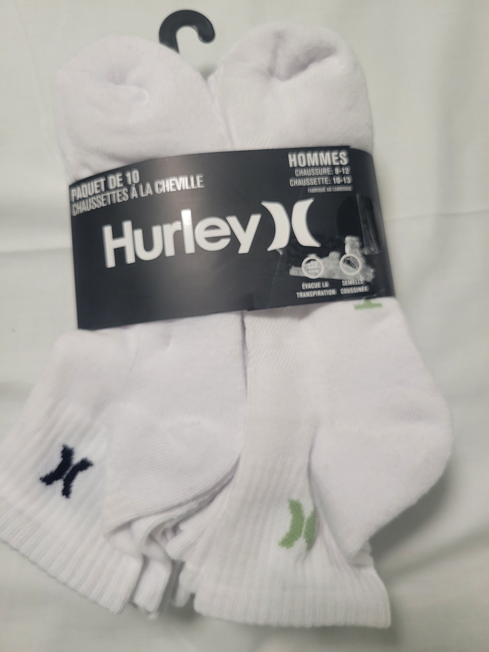 Hurley White Men’s Ankle Socks - Pack (10)